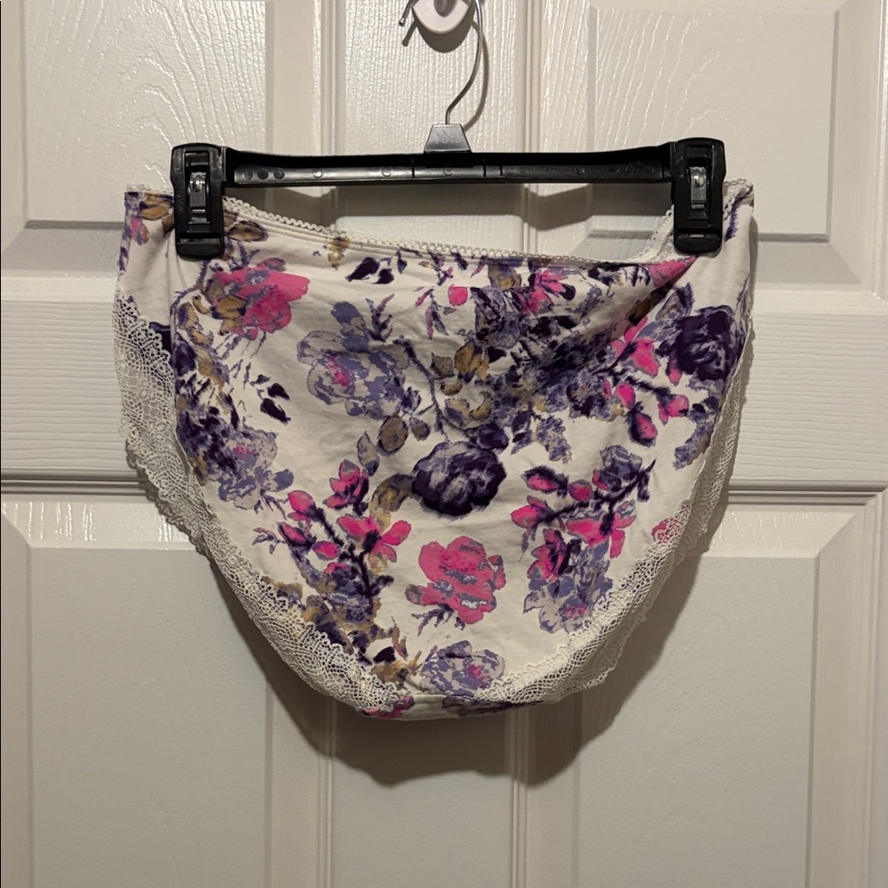 Cacique Floral Lace Trim Panties - Pink, Purple, Cream - Picture 4 of 4